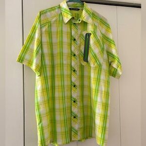 Men’s Black Tip green/yellow/white plaid shirt
